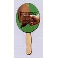 8" x 8" Oval Shape Hand Fan W/ Handle